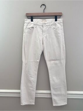 MOTHER Women’s The Looker Ankle Fray Skinny Jeans Size 27 White Mirror Mirror